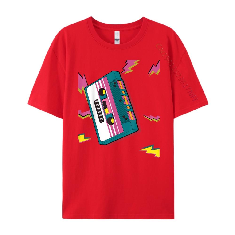 Vintage Cassette Tape In 80s 90s Neon Style T Shirts For Men Autumn TShirt Mens Tshirts Creative Camiseta