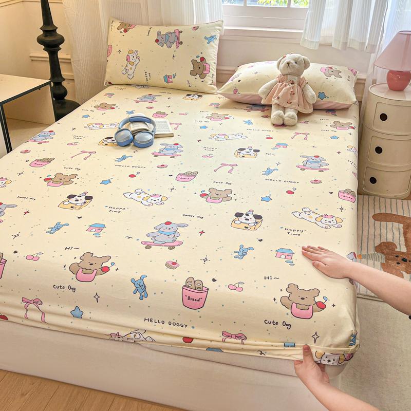 Soft Fitted Sheet Pure Cotton Bed Cover Single/Twin/Queen/King Size Bedsheet Non-slip Bed Linen sabanas (Pillowcase Need Order)