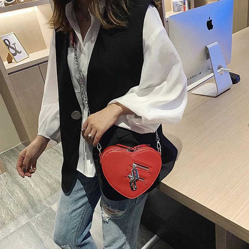 Mode Liebe Herzform Umhängetaschen für Frauen Luxus Designer Handtaschen aus Leder Marke weibliche Kette Umhängetasche Handtasche