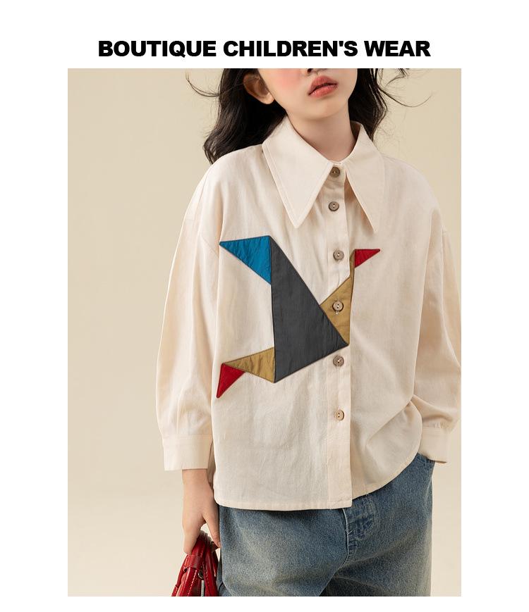 2025 Girls' White Shirt: Fashionable Spring/Autumn Blouse for Children