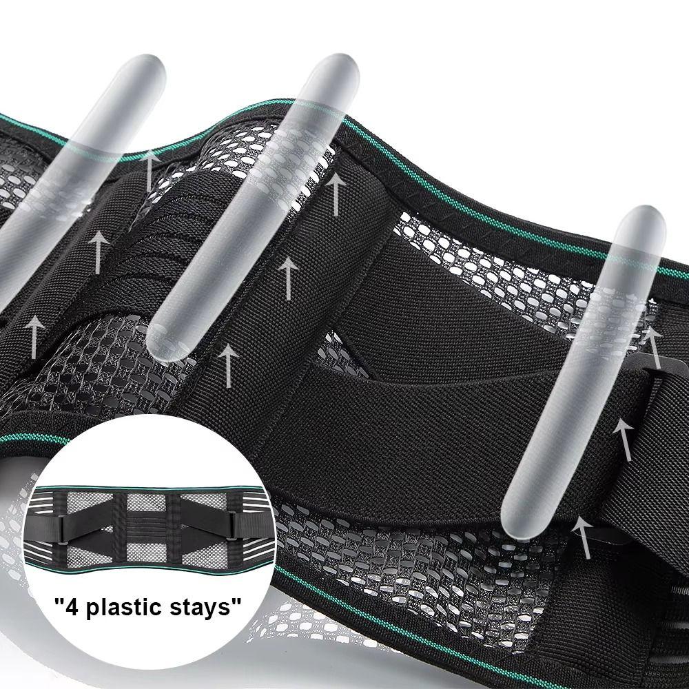 4 Steel Stays Lower Back Brace Compression Fitness Waist Protector Lumbar Support Belt  Men Women