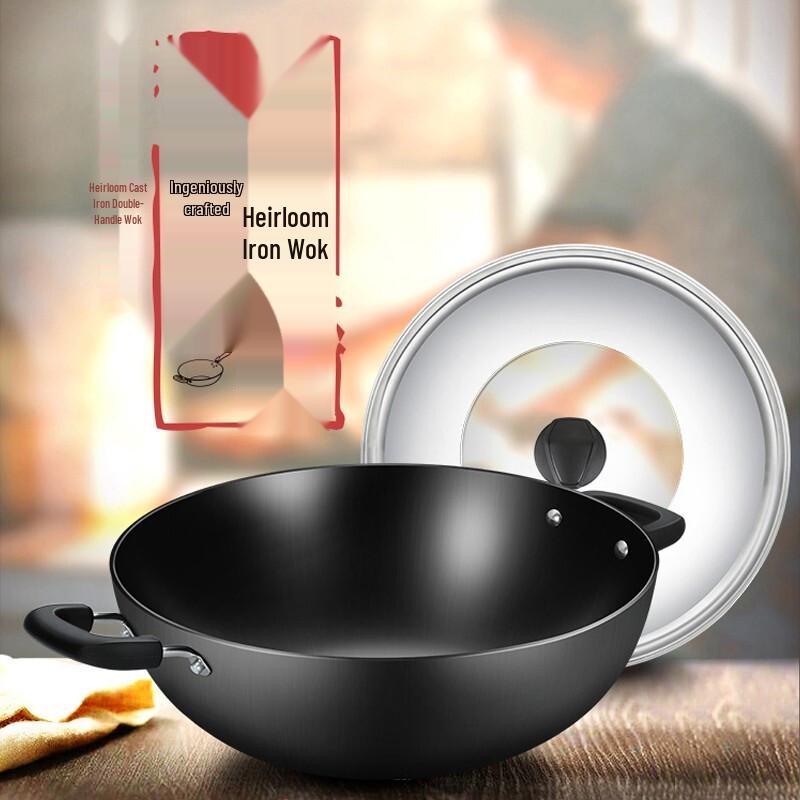 Chuidahuang 40cm Non-Coated Cast Iron Wok