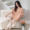 Cotton and silk pajamas women's summer thin round neck short-sleeved cropped pants Korean version Modal soft loose loungewear suit