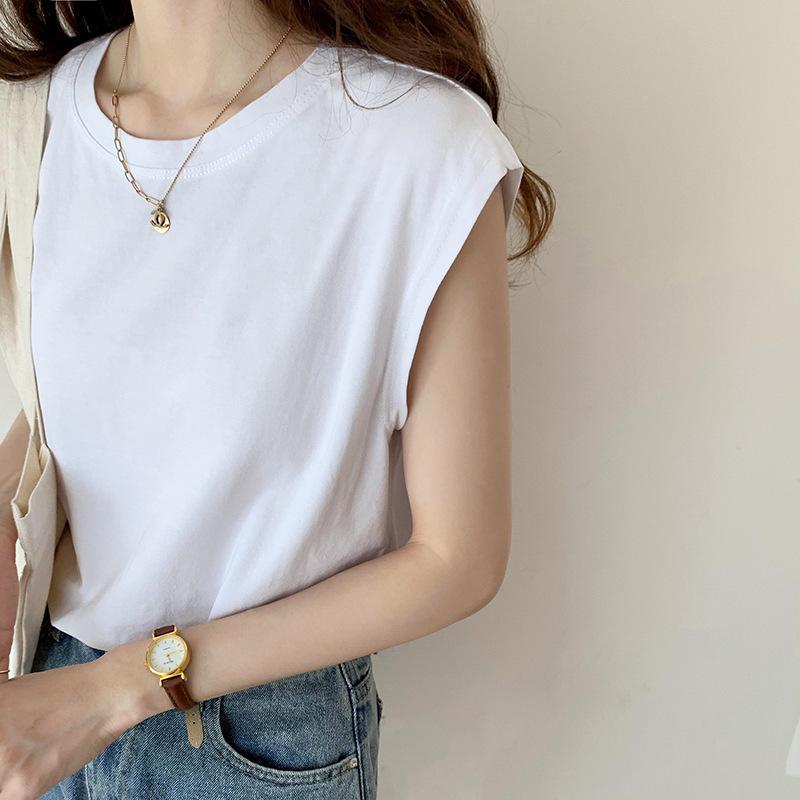 

Women s White Sleeveless Loose Fit T-Shirt - 2024 Summer Fashion, Black Vest, Student Top, Outerwear L світлого кольору хакі