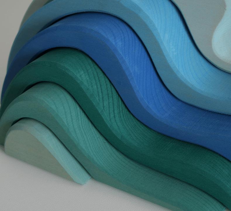 Montessori Wooden Wave Building Blocks - Educational Toy for Early Childhood Development