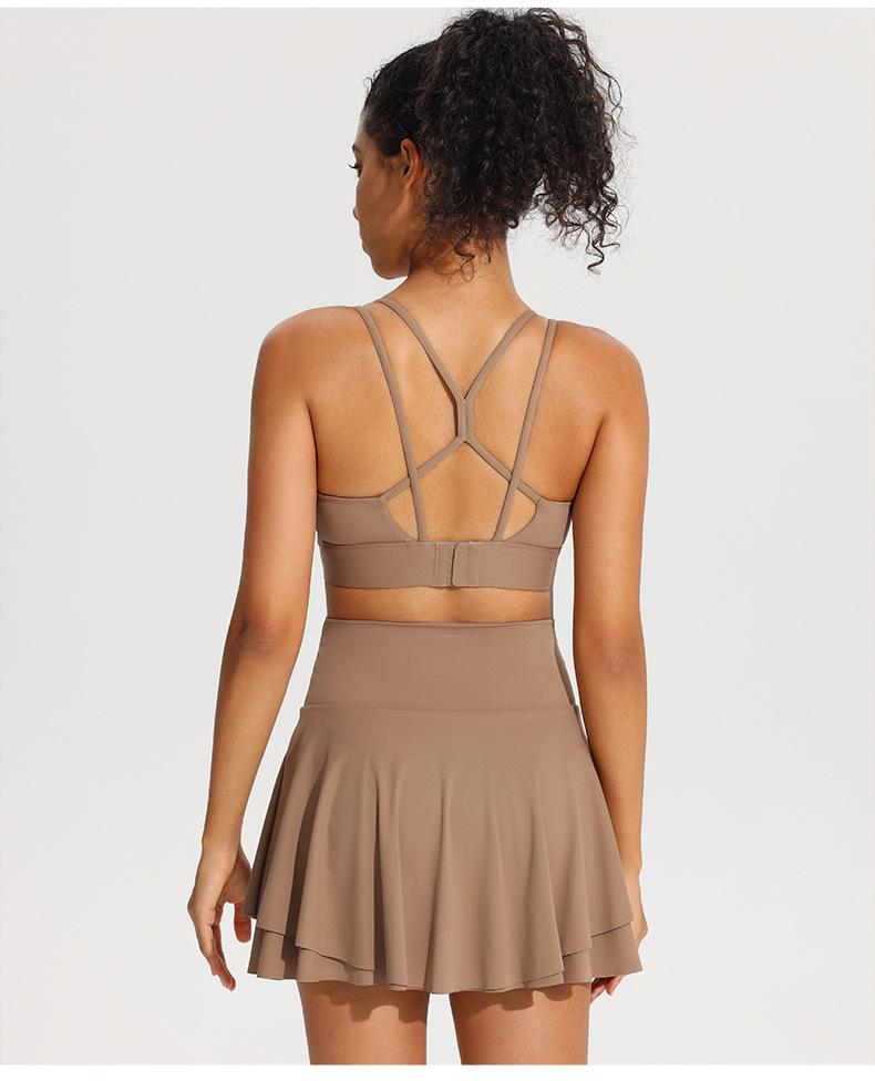 Soutien-gorge de sport de yoga antichoc à bretelles fines - Sèche rapidement, galbant et design dos magnifique