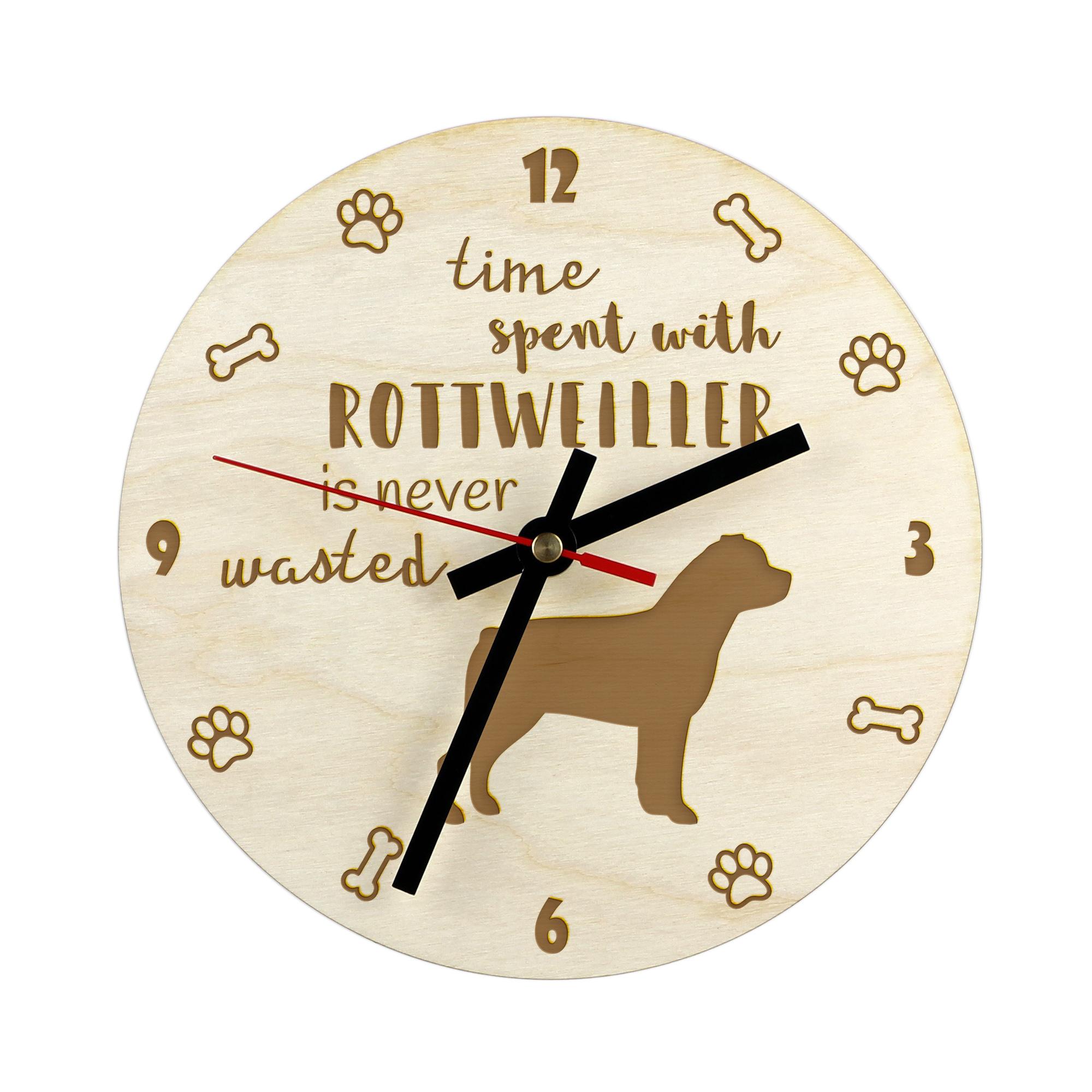 

Rottweiler, Rott, Rottie - clock with dog, wooden clock with engraving, personalised clock by Art-Dog