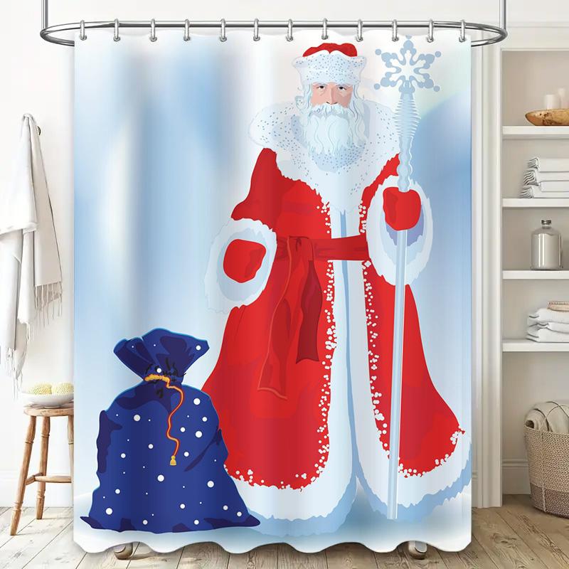 Tu Christmas Shower Curtain Santa Claus Festive Holiday Bathroom Decor Holiday Shower Curtain Winter Themed Bathroom Set Gift Id