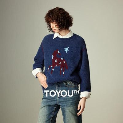 Chuyu Faux Cashmere Star Horse Totem Sweater