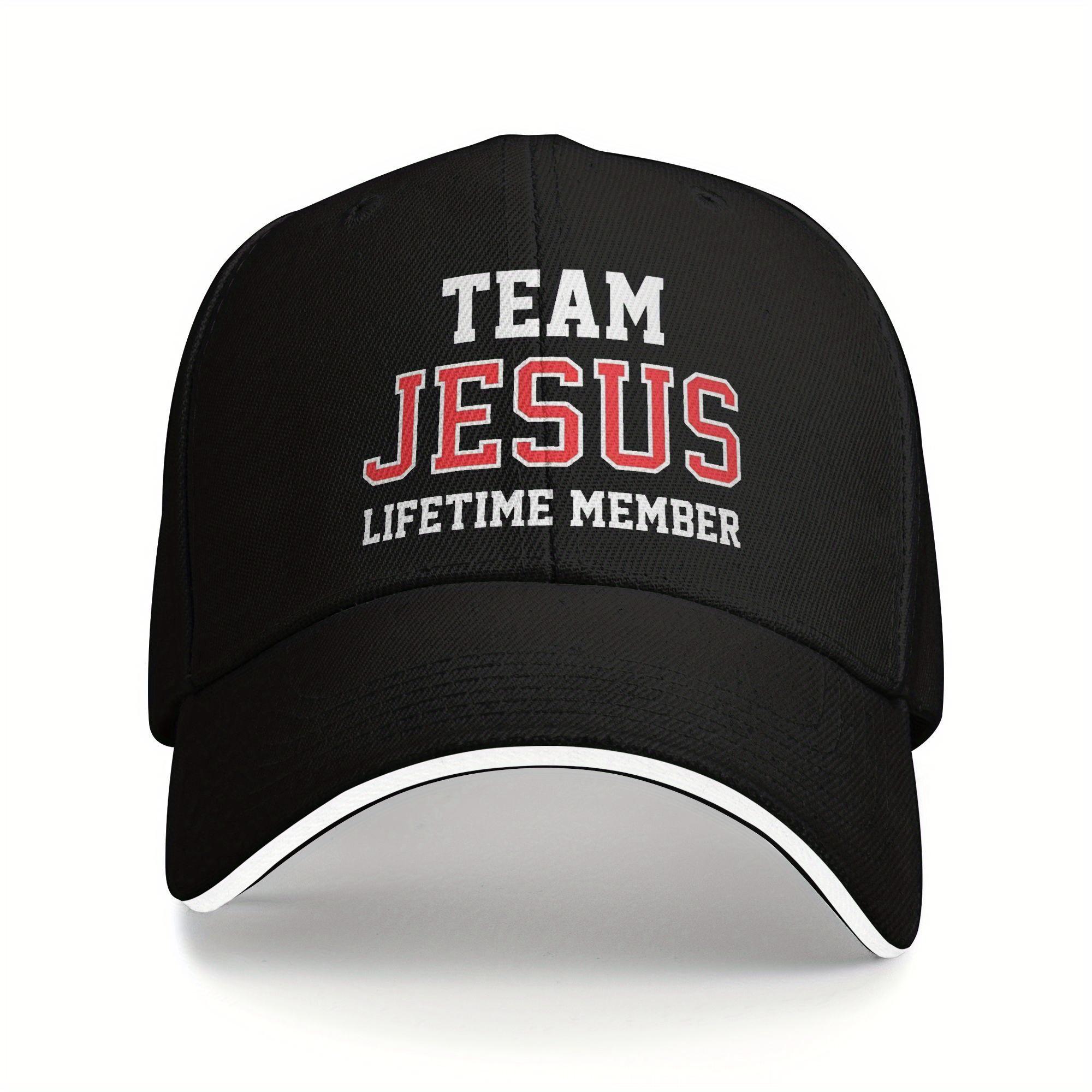 

Team Jesus Lifetime Member Baseball Cap Adjustable Polyester Casual Faith Hat Unisex One Size