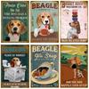 High Definition Tin Sign Funny Beagle Dog Retro Metal Wall Art Decor Set for Pet Lovers Home Bar Kitchen Decor