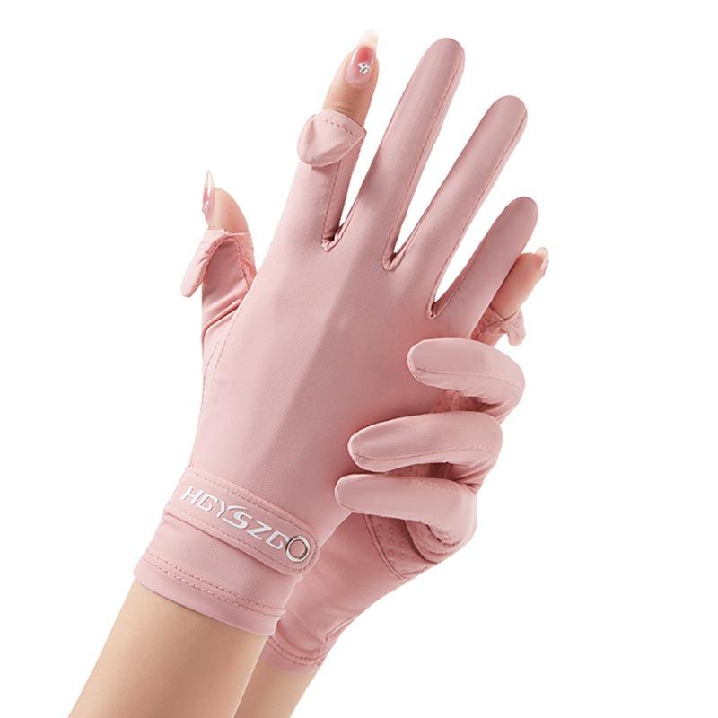 Summer ice silk sunscreen gloves women's non-slip high elastic breathable touch screen outdoor driving cycling UV protection gloves