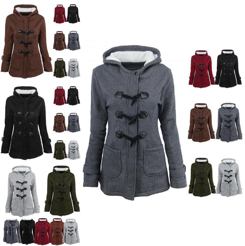Elegant Women Trench Parka Hooded Coat Jacket Outwear Winter Warm Long Overcoat