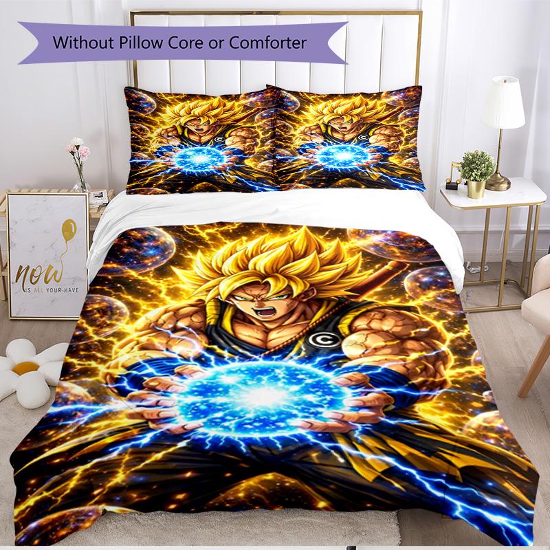 3pcs Duvet Cover Set (1*Duvet Cover + 2*Pillowcase, Without Core), Dragon Ball Print Soft All‑Season Bedding Set, Home Bedroom Decor Gift