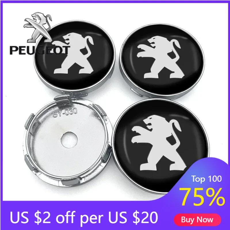 2026 Hot Car Sticker 4pcs 60mm Car Wheel Center Hub Center Cap Rim Hub Dustproof Cover For Peugeot 108 406 407 408 206 207 208 3