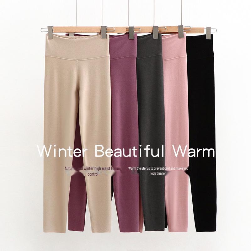 Women's Slim High-Waist German Velvet Warm Pants - Double-Sanded, Body-Heating, 320G for Autumn and Winter