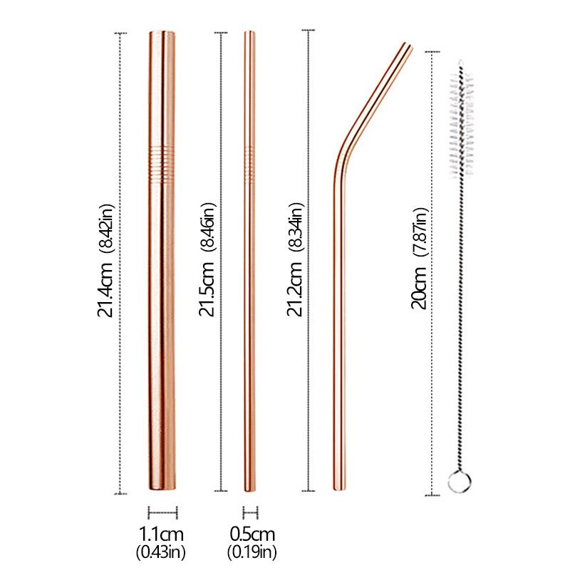 3Pcs Stainless Steel Straw Sets Metal Reusable Straight Bent Drinking Straw With Cleaning Brush Party Juice Drinks Utensils