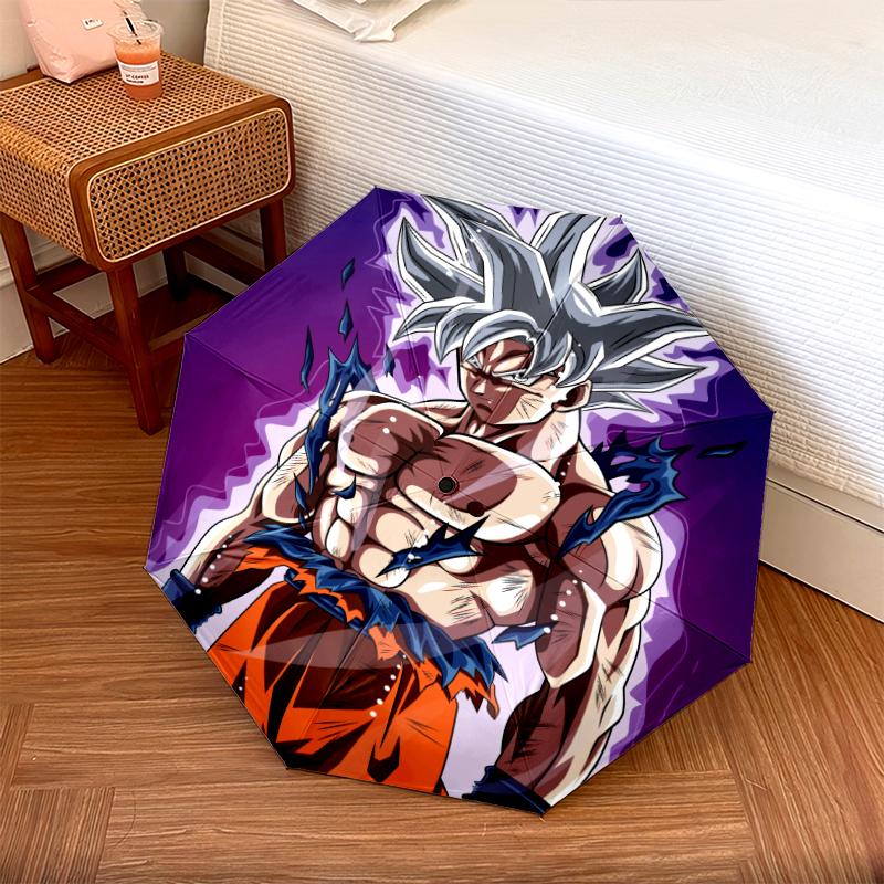 Vzor Goku Dragon Ball, automatický skládací deštník, přenosný a skládací design, 8 žeber, vánoční nebo narozeninový dárek.
