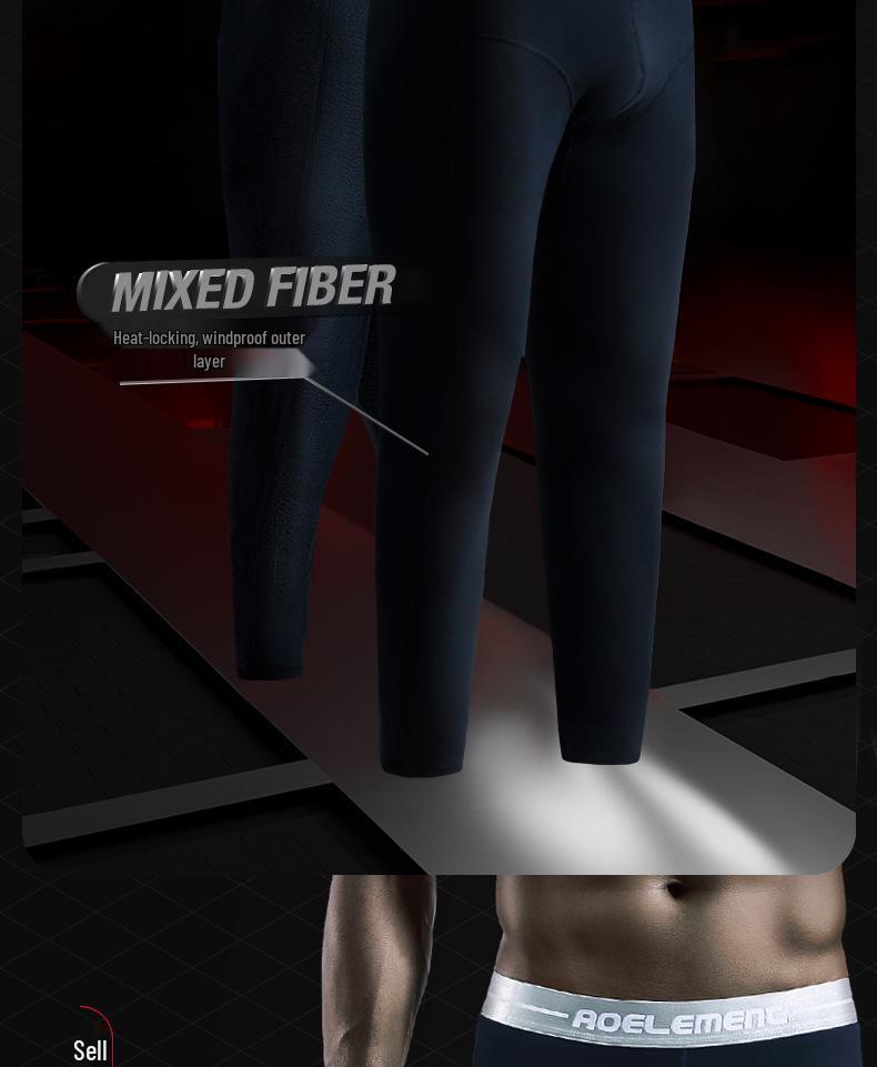 Aoyuan Men's Thickened Plus Velvet One-Piece Slim Leggings, Autumn/Winter Youth Cotton Warm Pants