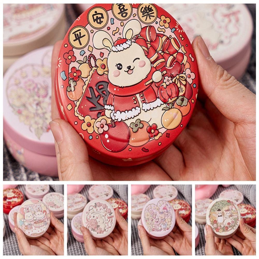 Round Candy Box Three-dimensional Pattern Biscuit Storage Box Earphone Container Tin Box  Wedding