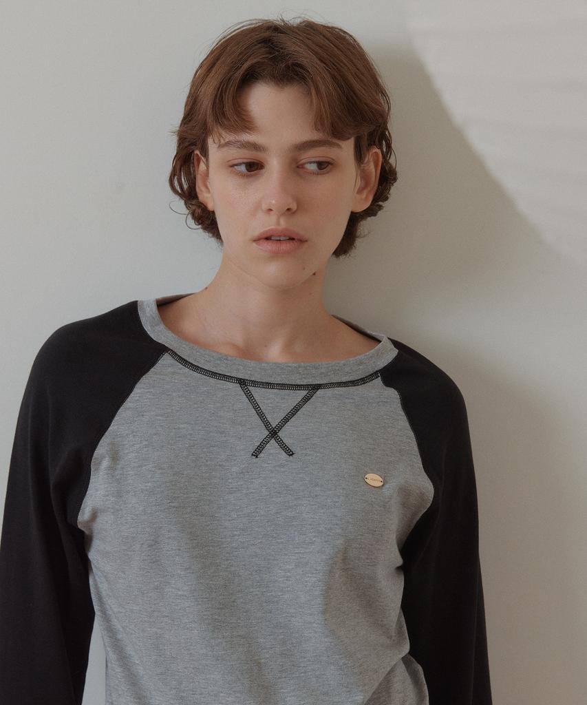 ANOETIC Anc Contrast Raglan Long Sleeve_Black&Grey