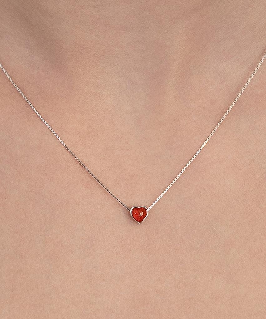 Tatiana (Silver 925) Heart Pendant Necklace Nz2515 Red
