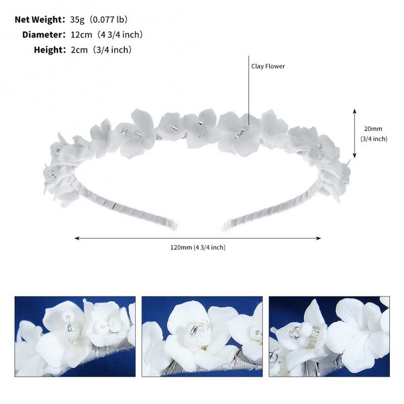 Super Fairy White Ceramic Flower Headband Hand-knitted Bride Wedding Hair Accessories Sweet Thin