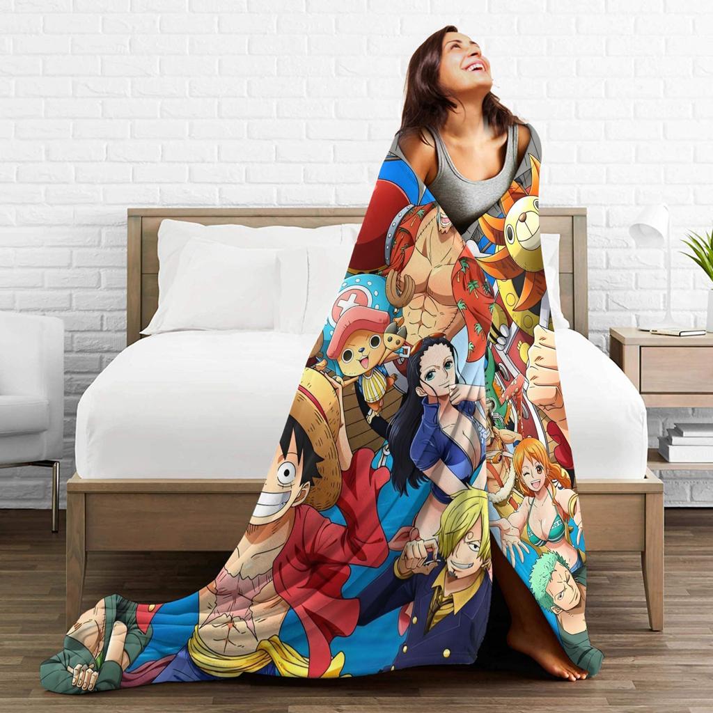 One Anime P-Pieces  Flannel Blanket  Soft Durable Throw Blanket for Living Room Decorative Pattern Bedspread Sofa Bed Cover