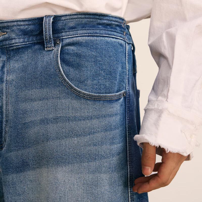 Men's 2024 Winter Wide Leg Loose Fit Casual Denim Jeans