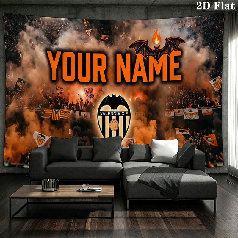 Custom Name,Valencia CF Wall tapestry, aesthetic printed fabric blanket, suitable for bedroom, living room, and home decor.