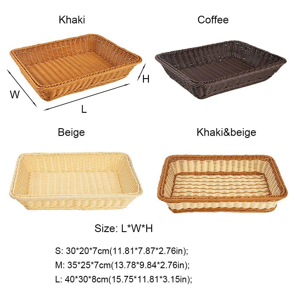 Woven Pattern Kitchen Storage Basket Multicolor Bread Fruit Tray Organization Box Home Shop Hotel