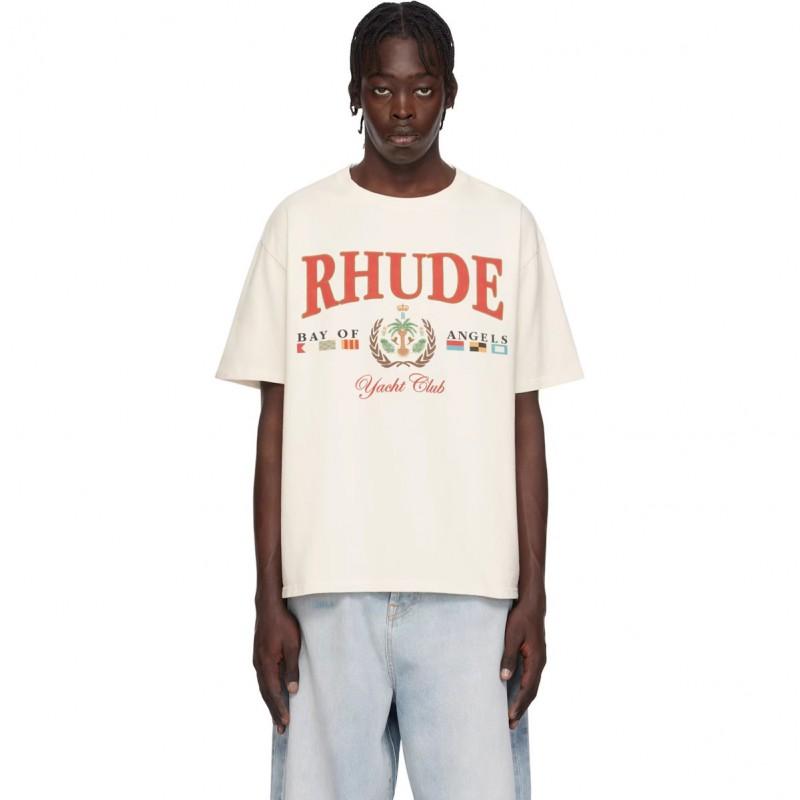 RHUDE Grafik Tişört Erkek Kadın Kısa Kollu Bisiklet Yaka Günlük Giyim