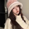 Polyester Fuzzy Fleece Bucket Hat 55cm To 59cm Head Circumference Cold Proof Basin Hat  For Women