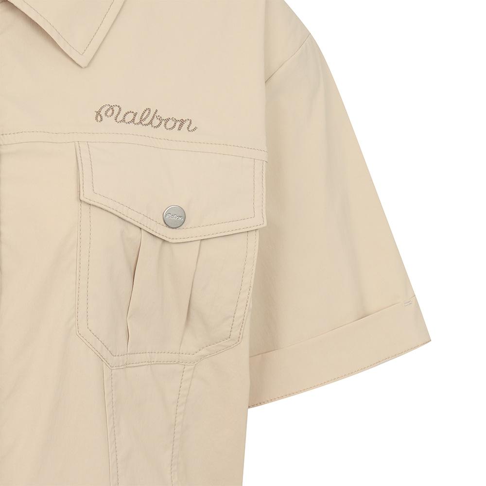 MALBON GOLF Shirt-Style Loose Fit Jumpsuit Beige (Woman)