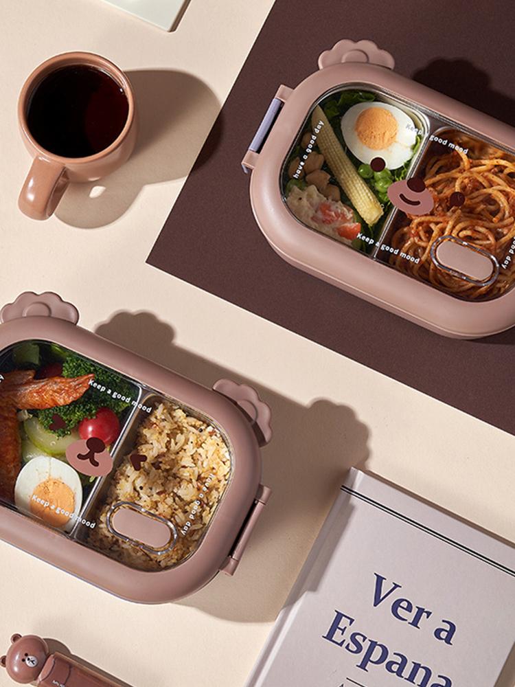 Stainless Steel Bento Box Leak-Proof Food Insulated Container Double-Sided Locking Design for Adults/Students and Kids