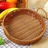 Plastic Imitation Handwoven Rattan Basket with Handle Wicker Basket  Food Storage