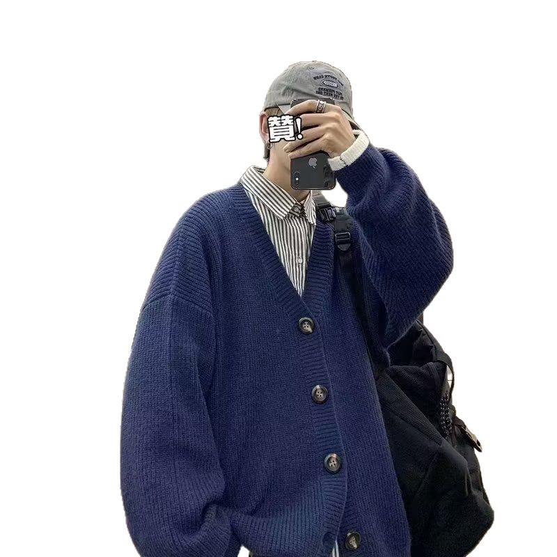 Korean V-Neck Cardigan: Trendy Men's Knitwear for 2025 Autumn/Winter - Hong Kong Ins Style
