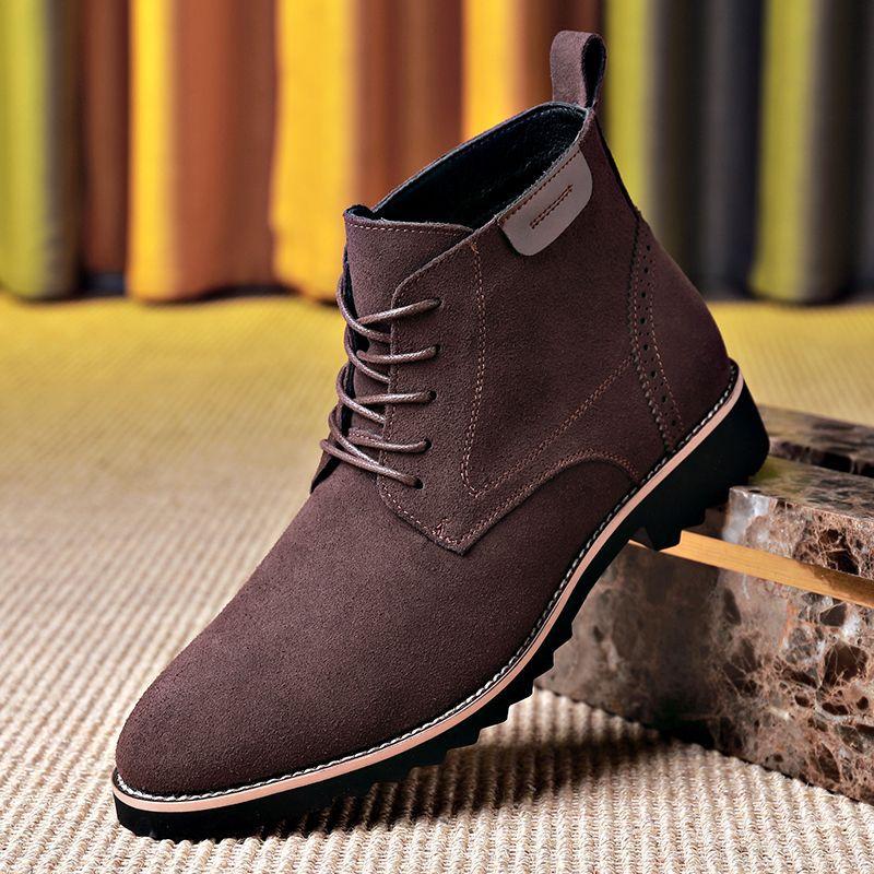 Mode Herren Casual Kuhveloursleder Stiefel Schnürschuhe Schwarz Braun Schuhe Party Bankett Kleid Cowboy Stiefelette Outdoor Wüste Kurzstiefel