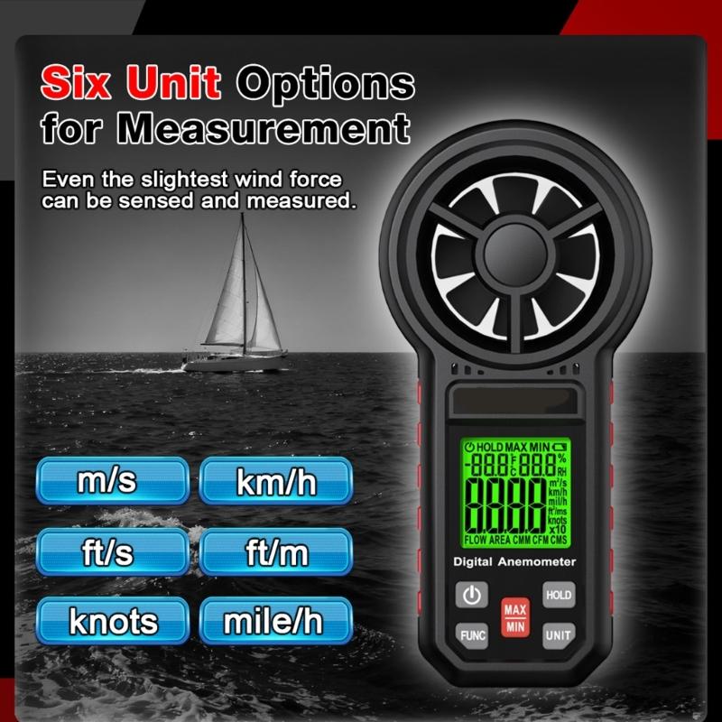 Small Speed Meter with Digital Readout for Wind Direction Humidity Temperature Measurement & Accurate Result