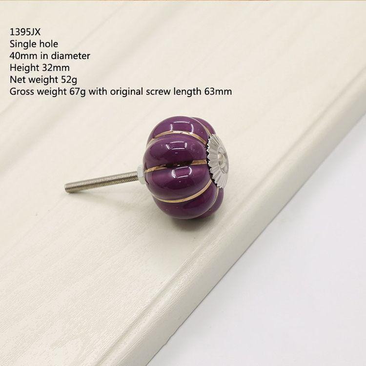 Color Ceramic Through Hole Pumpkin Handle Knobs Light Luxury Modern Minimalist Drawer Cabinet Wardrobe Cartoon Art Handle Knobs