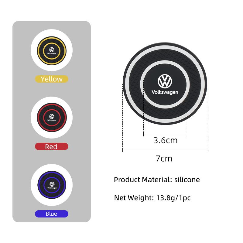 Car-Mounted Silicone Material Double-Ring Water Cup Coaster Anti-slip For VW Passat Golf Tiguan Polo Scirocco Touareg TouranOJ2