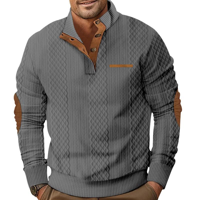 American Style Stand Collar Pullover Sweatshirt Men Casual Outdoor Knit Top 2025