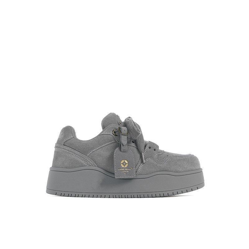 Wasteland wind autumn and winter new board shoes niche couple bread women's thick-soled heightening sports and leisure sports shoes