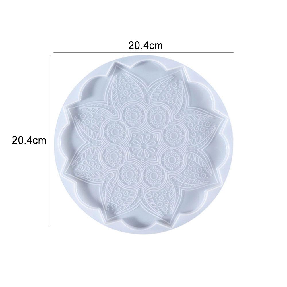 1PC DIY Round Epoxy Resin Mold Hollow Out Coaster Mandala Flower Tray Cup Mat Silicone Mould DIY Home Decor Making