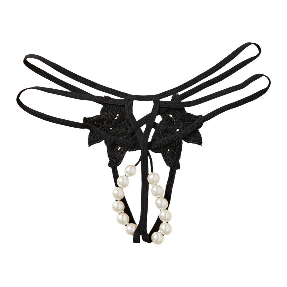 Low-waist Pearl Lace Underwear Hollow-out Mesh Lace Briefs Women's Bigsize Thong  Summer Spring