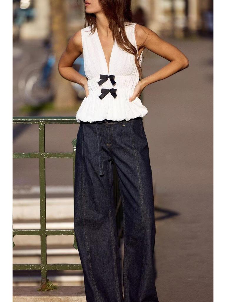 Spring 2025 European & American Backless Bow Vest - French Design