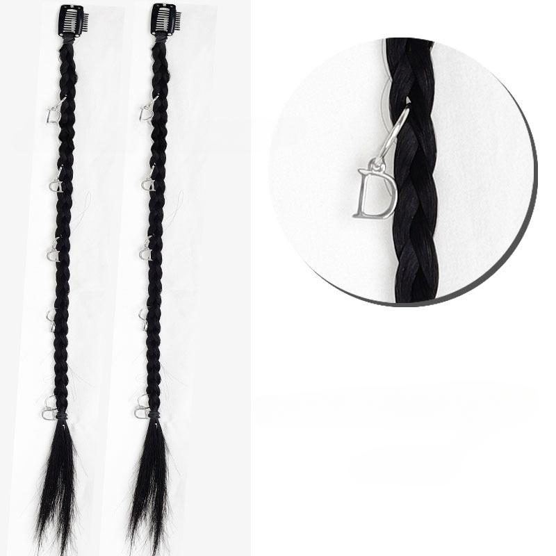 2 stücke Synthetische Perücke Zöpfe mit Clip Haar Zopf Haarverlängerungen Zubehör Ringe Dreadlocks Hip-Hop Haar Seil Lametta