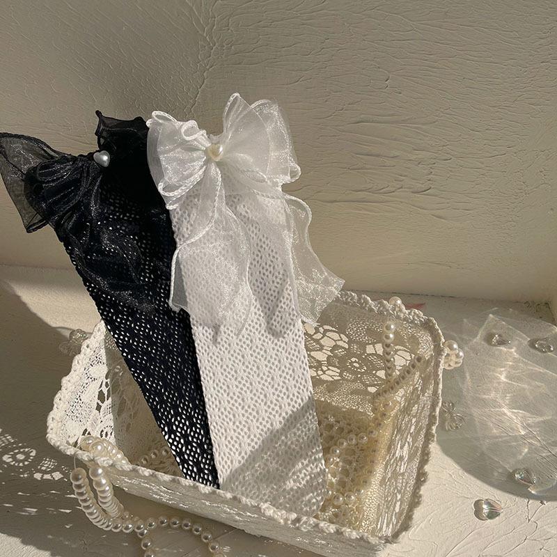 JK Lolita Podkolenky Princezna Dívky Letní Prodyšné Ponožky Střední Délky Bílé Černé Dětské Krajkové Dlouhé Ponožky Stužka Mašle Podkolenky