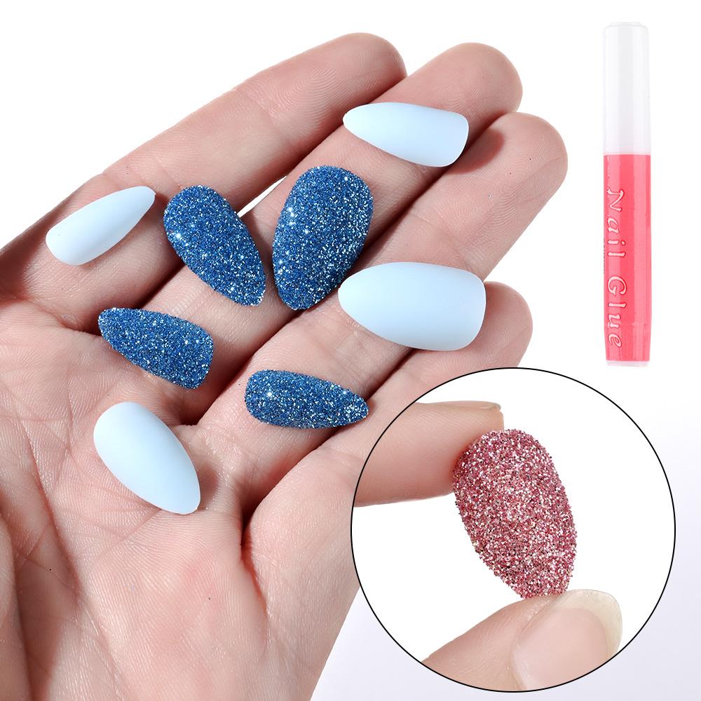 

Новые длинные накладные накладные ногти Coffin, матовые контрастного цвета