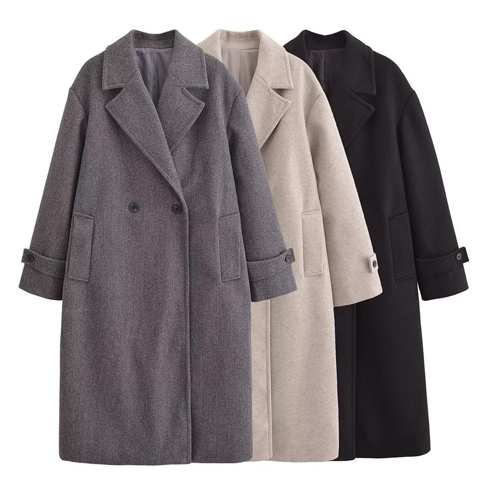 

Women s Autumn/Winter 2024 Fashion Long Wool Trench Coat Large